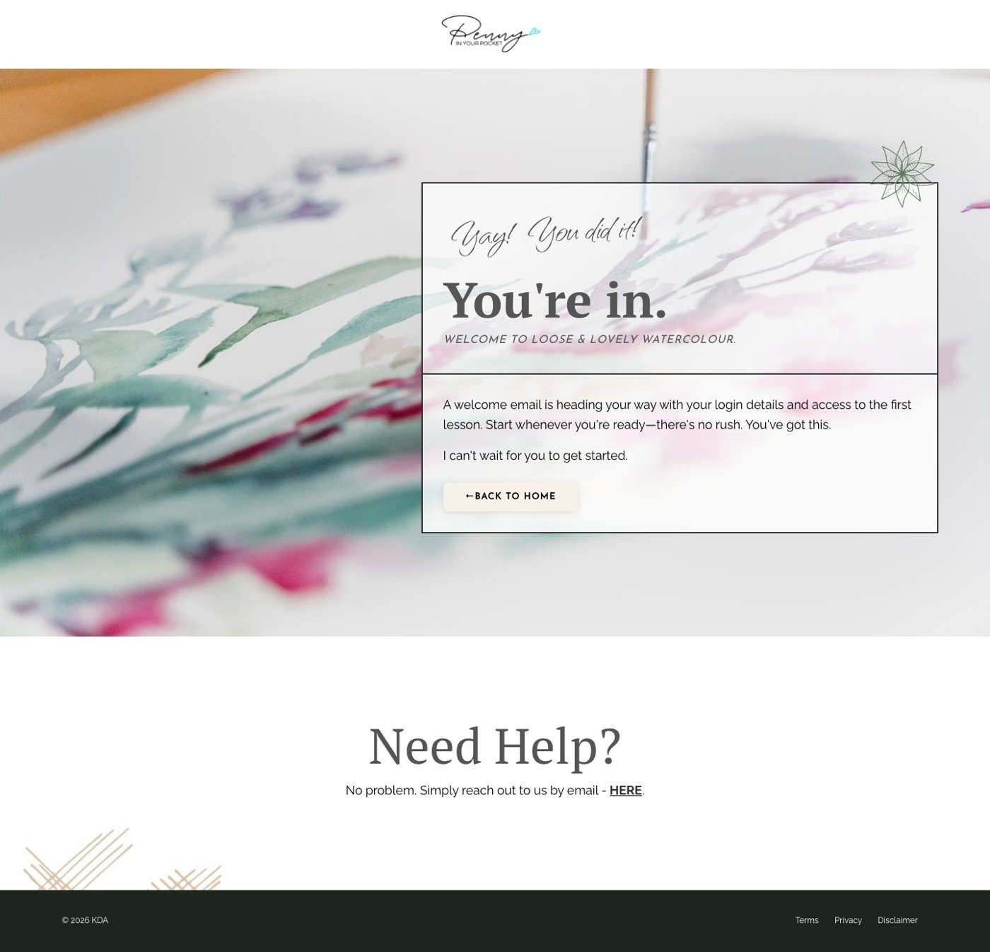 The Runway's thank-you page, in the same design as the sales page